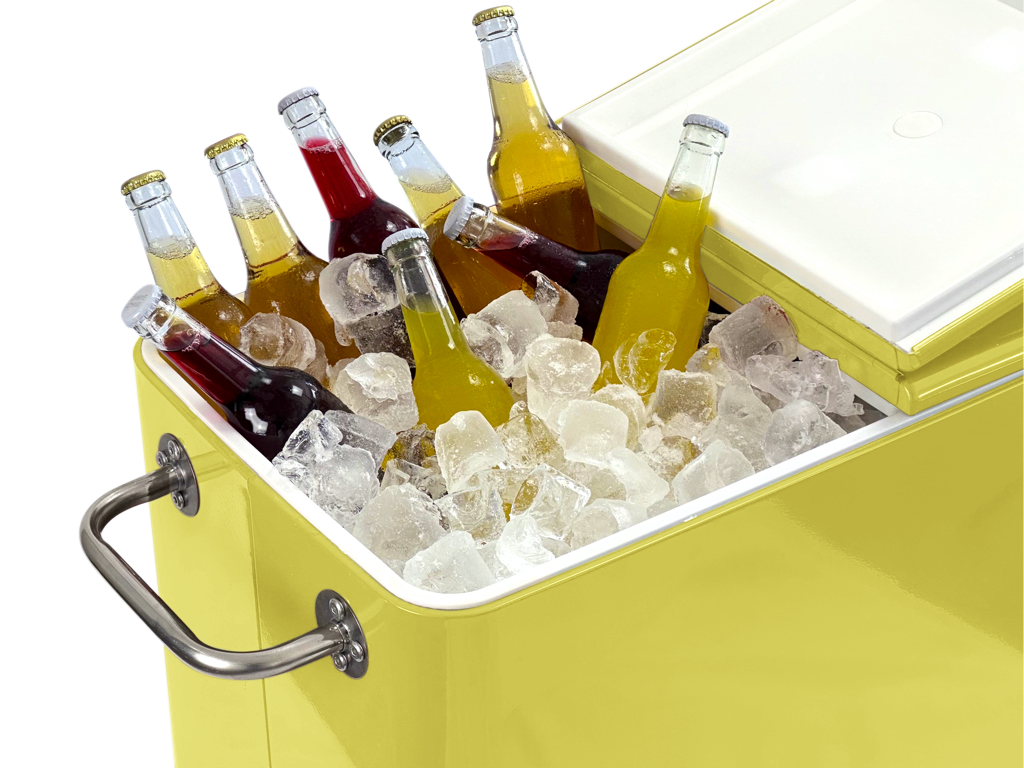 Kailua Cooler - Patio Cooler, American Cool Box, Refrigerated Truck, Party Drinks Cooler, Yellow