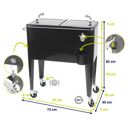 Kailua Cooler - Patio Cooler, American Cool Box, Refrigerated Truck, Party Drinks Cooler, Black
