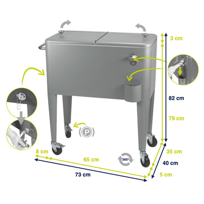 Kailua Cooler - Patio Cooler, American Cool Box, Refrigerated Truck, Party Drinks Cooler, Grey