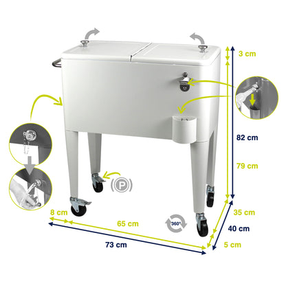Kailua Cooler - Patio Cooler, American Cool Box, Refrigerated Truck, Party Drinks Cooler, White
