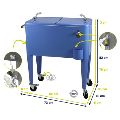 Kailua Cooler - Patio Cooler, American Cool Box, Refrigerated Truck, Party Drinks Cooler, Sky blue