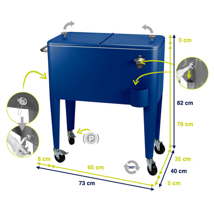 Kailua Cooler - Patio Cooler, American Cool Box, Refrigerated Truck, Party Drinks Cooler, Blue