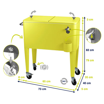 Kailua Cooler - Patio Cooler, American Cool Box, Refrigerated Truck, Party Drinks Cooler, Yellow