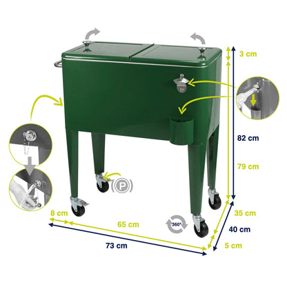 Kailua Cooler - Patio Cooler, American Cool Box, Refrigerated Truck, Party Drinks Cooler, Racing Green