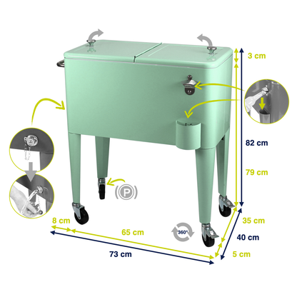 Kailua Cooler - Patio Cooler, American Cool Box, Refrigerated Truck, Party Drinks Cooler, Summer green