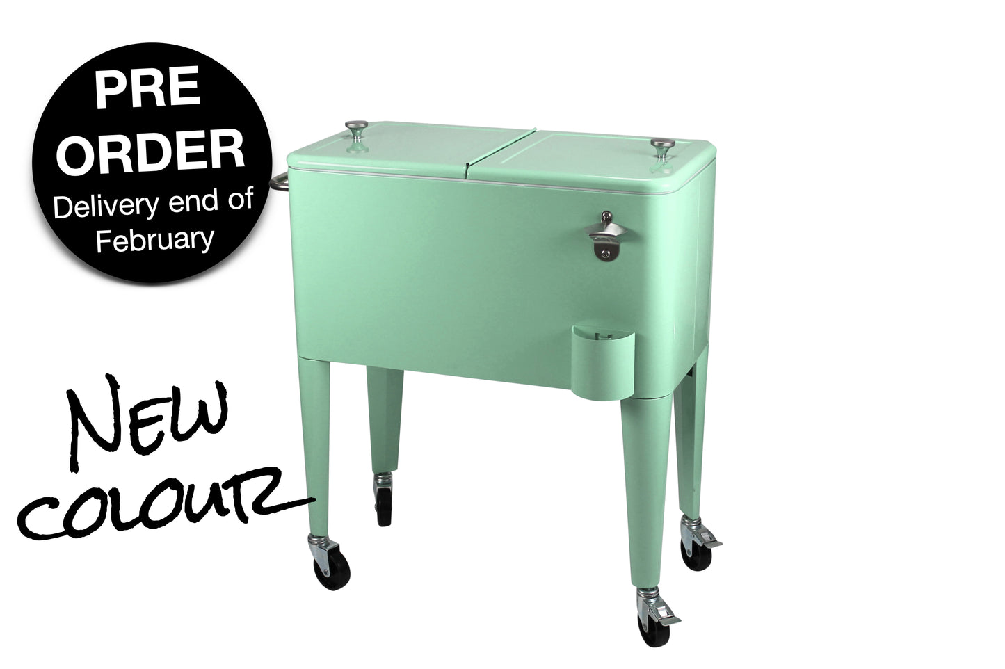 Kailua Cooler - Patio Cooler, American Cool Box, Refrigerated Truck, Party Drinks Cooler, Summer green